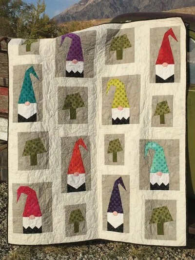 Digital Download Cotton Street Commons A Tale of Two Gnomes Quilt Pattern Finished Size 60"x72"