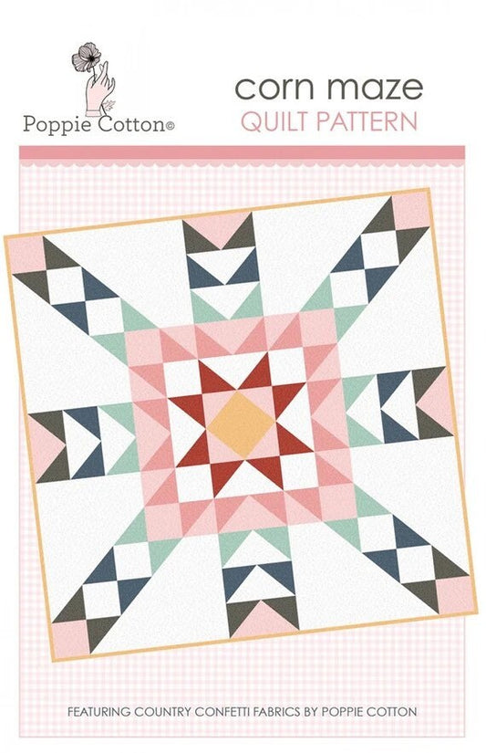 Poppie Cotton Corn Maze Quilt Kit Featuring Poppie Cotton Country Confetti Fabrics Finished Size 54”x54” Premium 100% Cotton Fabrics