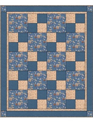 Fabric Cafe Sew Quick Quilt Pattern (uses only 3YDS of fabric) Finished Size 48”x58”