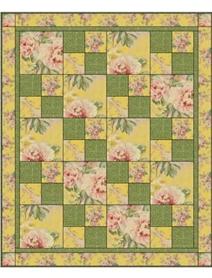 Fabric Cafe Sew Quick Quilt Pattern (uses only 3YDS of fabric) Finished Size 48”x58”