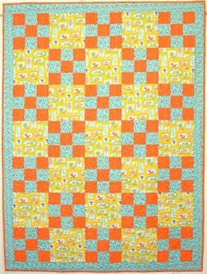 Fabric Cafe Nine Plus One Quilt Pattern (uses only 3YDS of fabric) Finished Size 41.5”x56.5”