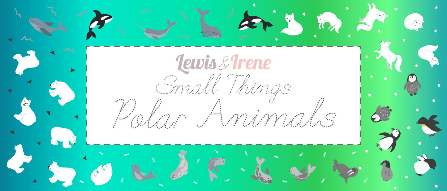 Lewis & Irene Small Things Polar Animals Fabric Collection Digital Print Northern Lights Ombré Premium 100% Cotton Quilt Shop Quality Fabric