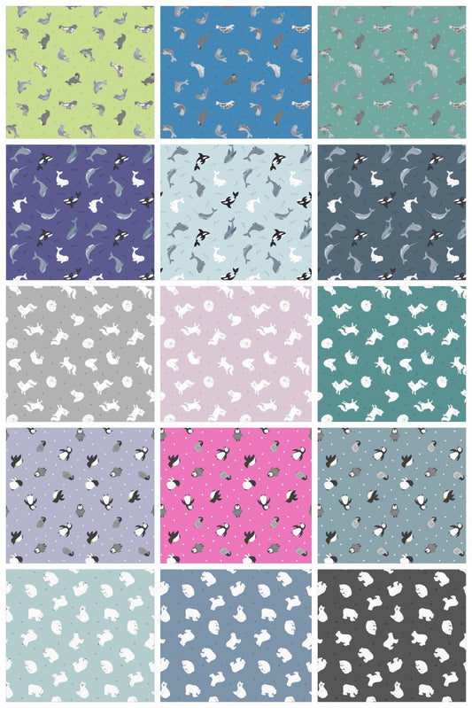 LAST ONE!! Lewis & Irene Small Things Polar Animals Fabric Collection 7.5 Yard Bundle (No Repeats) Premium 100% Cotton Fabrics