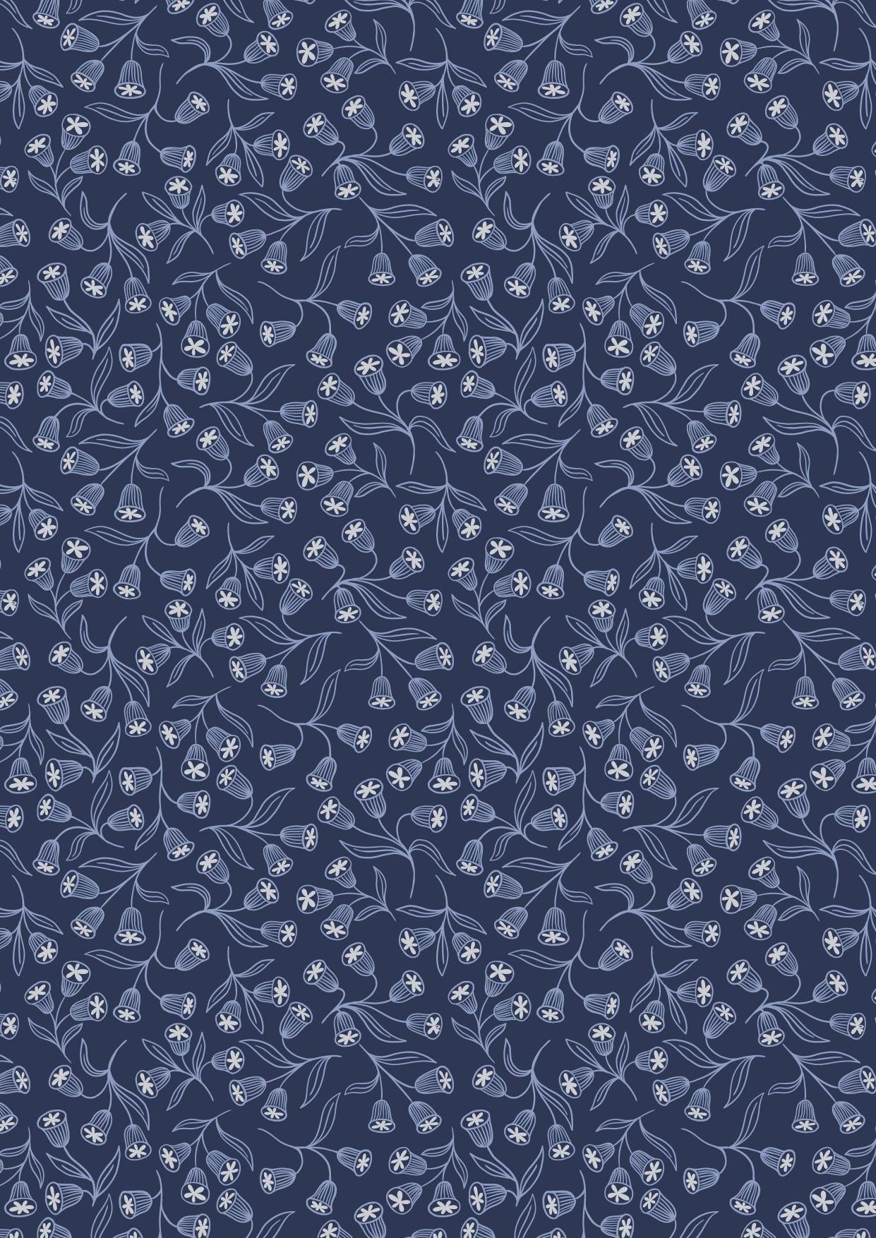 LAST BOLT! Lewis & Irene Enchanted Fabric Collection Metallic Silver Enchanted Flowers on Dark Blue Premium 100% Cotton Fabrics