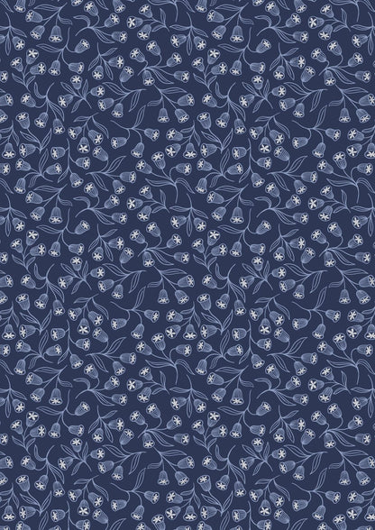 LAST BOLT! Lewis & Irene Enchanted Fabric Collection Metallic Silver Enchanted Flowers on Dark Blue Premium 100% Cotton Fabrics