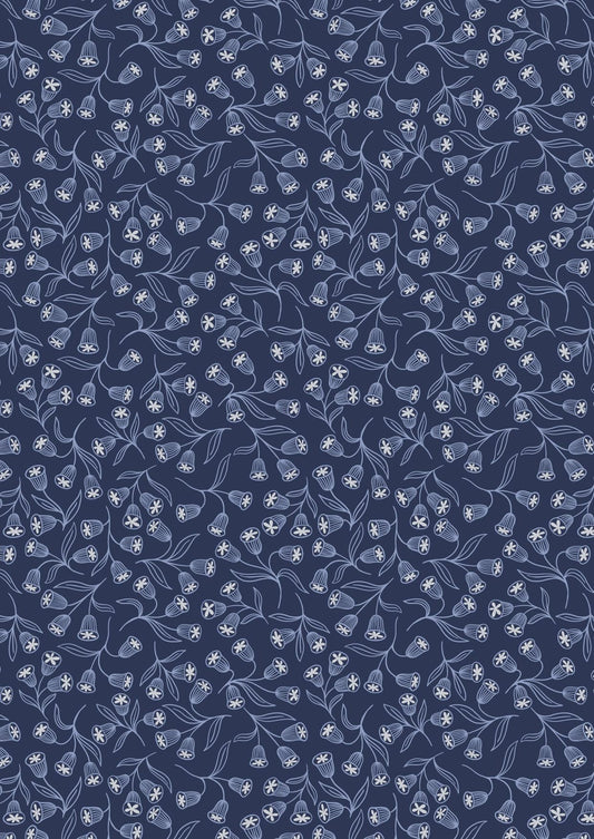 LAST BOLT! Lewis & Irene Enchanted Fabric Collection Metallic Silver Enchanted Flowers on Dark Blue Premium 100% Cotton Fabrics