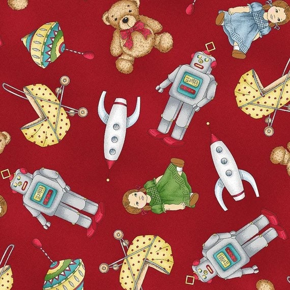 LAST RESTOCK!! Maywood Studio Christmas Joy Flannel Fabric Collection Toys on Red QSQ100% Cotton Flannel