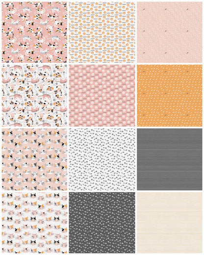 Paintbrush Studio Tails & Whiskers Fabric Collection Meow on Pink Premium 100% Cotton Quilt Shop Quality Fabrics