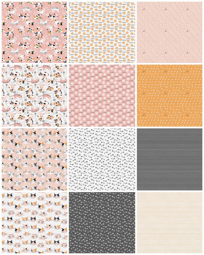 Paintbrush Studio Tails & Whiskers Fabric Collection Meow on Cream Premium 100% Cotton Quilt Shop Quality Fabrics