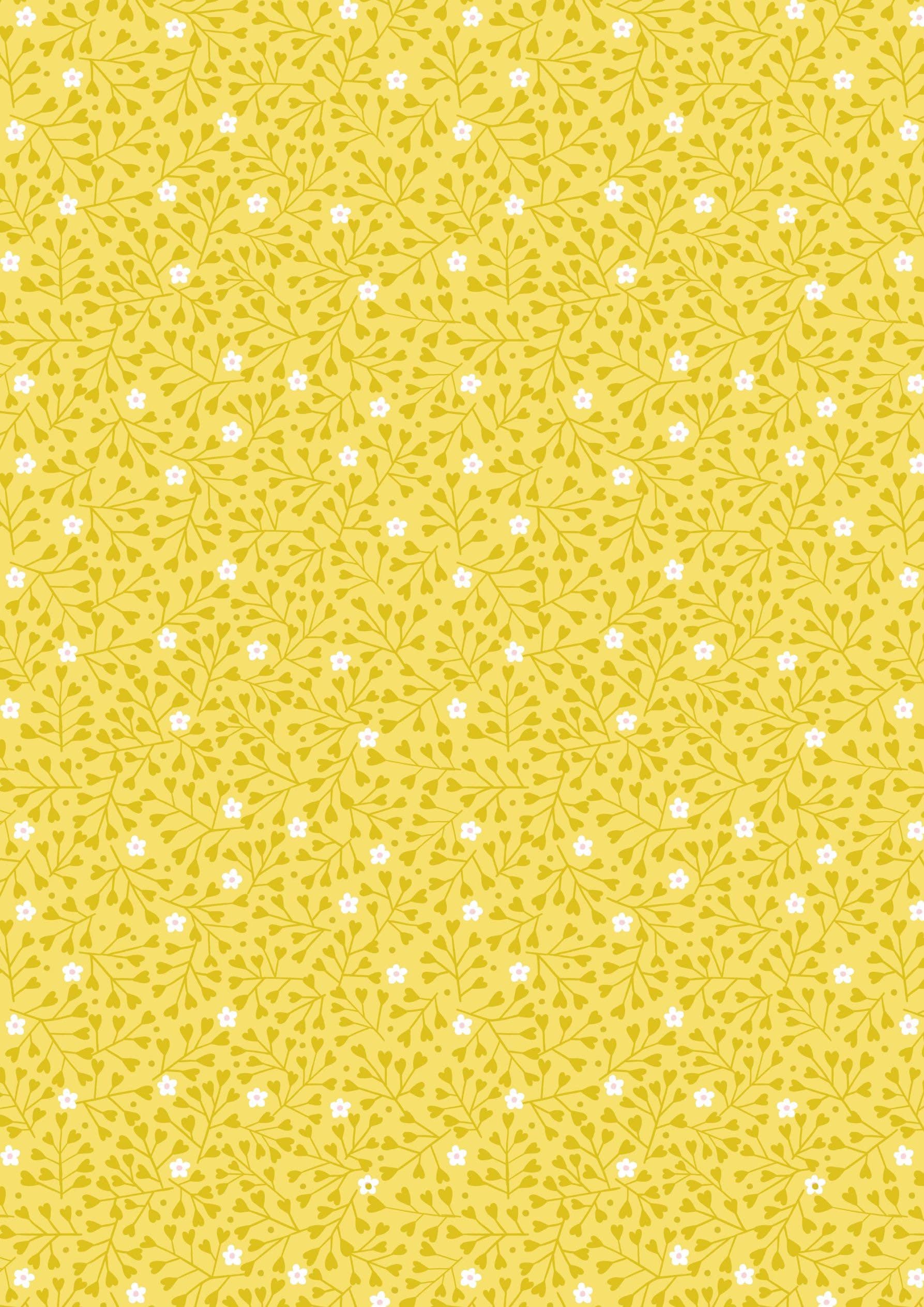 Lewis & Irene Spring Treats Fabric Collection Mini Heart Floral on Yellow Premium 100% Cotton Quilt Shop Quality Fabrics