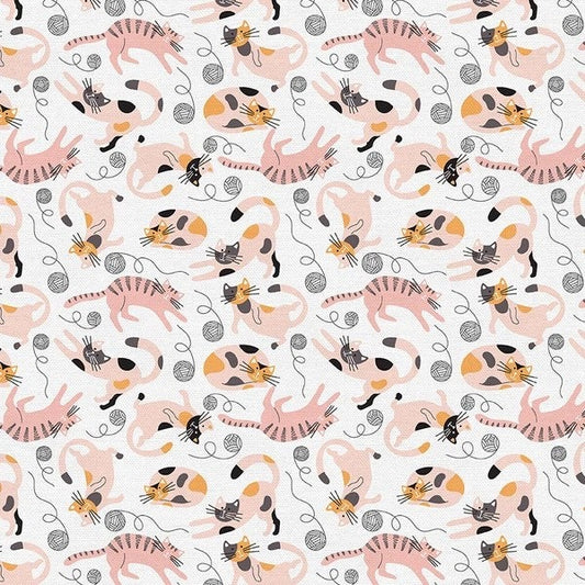 LAST BOLT! Paintbrush Studio Tails & Whiskers Fabric Collection Cat Play on Cream Premium 100% Cotton Quilt Shop Quality Fabrics