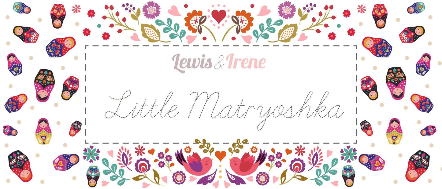 LAST BOLT!! Lewis & Irene Little Matryoshka Fabric Collection Little Bird Floral Heart on Red Premium 100% Cotton Quilt Shop Quality Fabrics