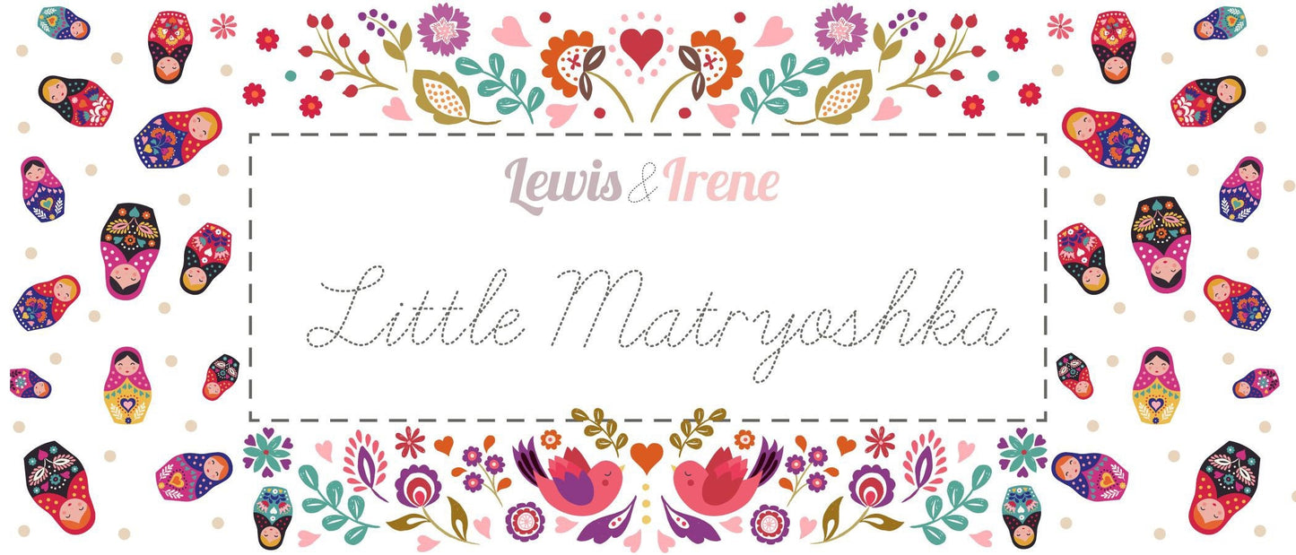 LAST BOLT!! Lewis & Irene Little Matryoshka Fabric Collection Matryoshka Floral on Red Premium 100% Cotton Quilt Shop Quality Fabrics