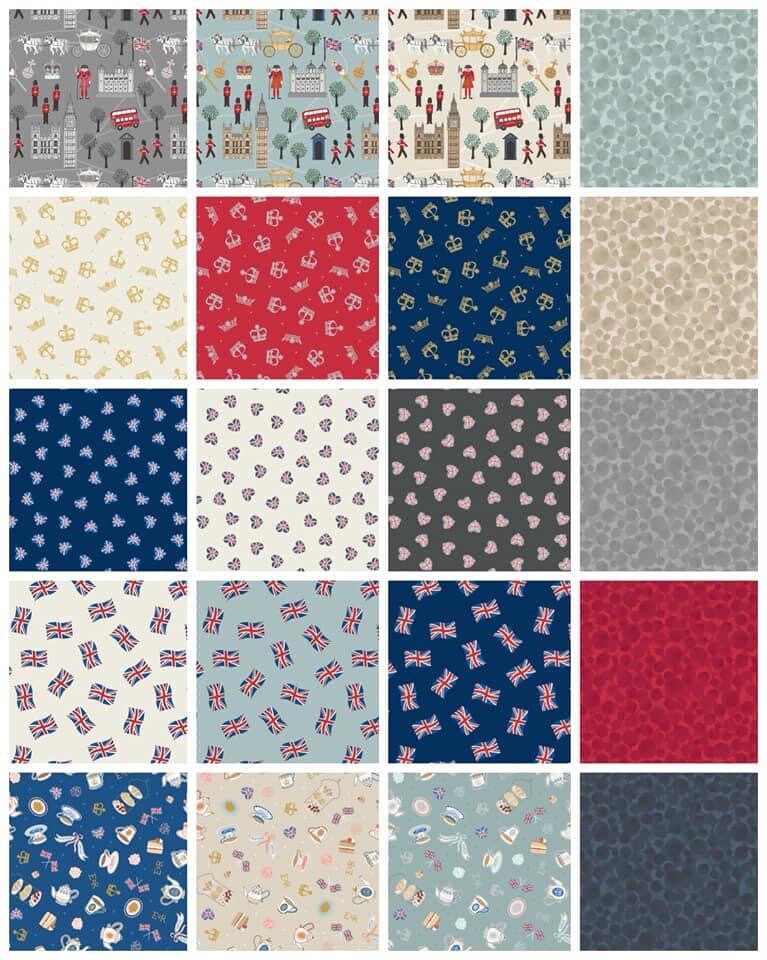 LAST BOLT!! Lewis & Irene Jubilee Fabric Collection Union Jack Hearts on Cream Premium 100% Cotton Quilt Shop Quality Fabrics