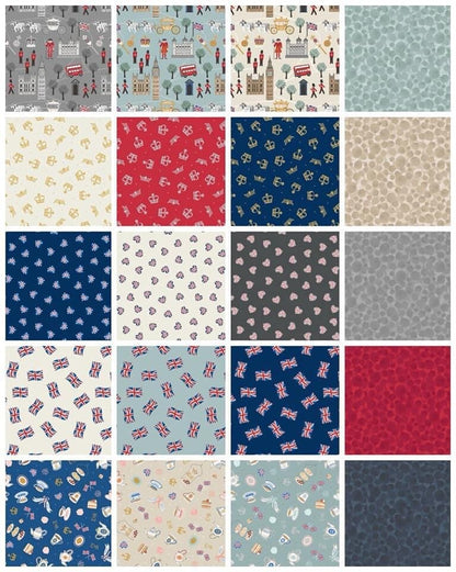 LAST BOLT!! Lewis & Irene Jubilee Fabric Collection Union Jack Hearts on Cream Premium 100% Cotton Quilt Shop Quality Fabrics