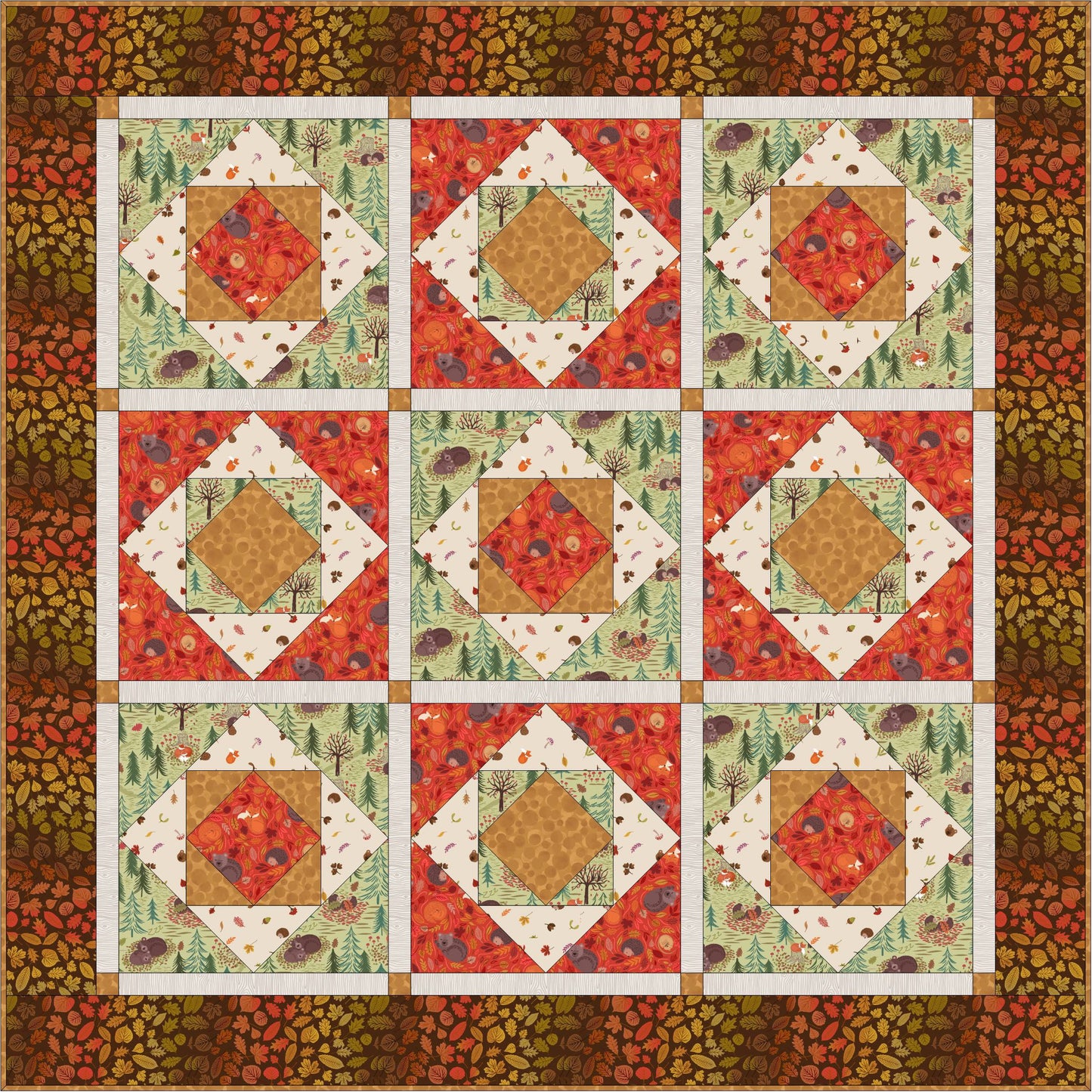 Lewis & Irene A Winter Nap Fabric Collection Quilt Kit #3 (Backing Included) Finished Size 48”x48” Premium 100% Cotton Fabrics