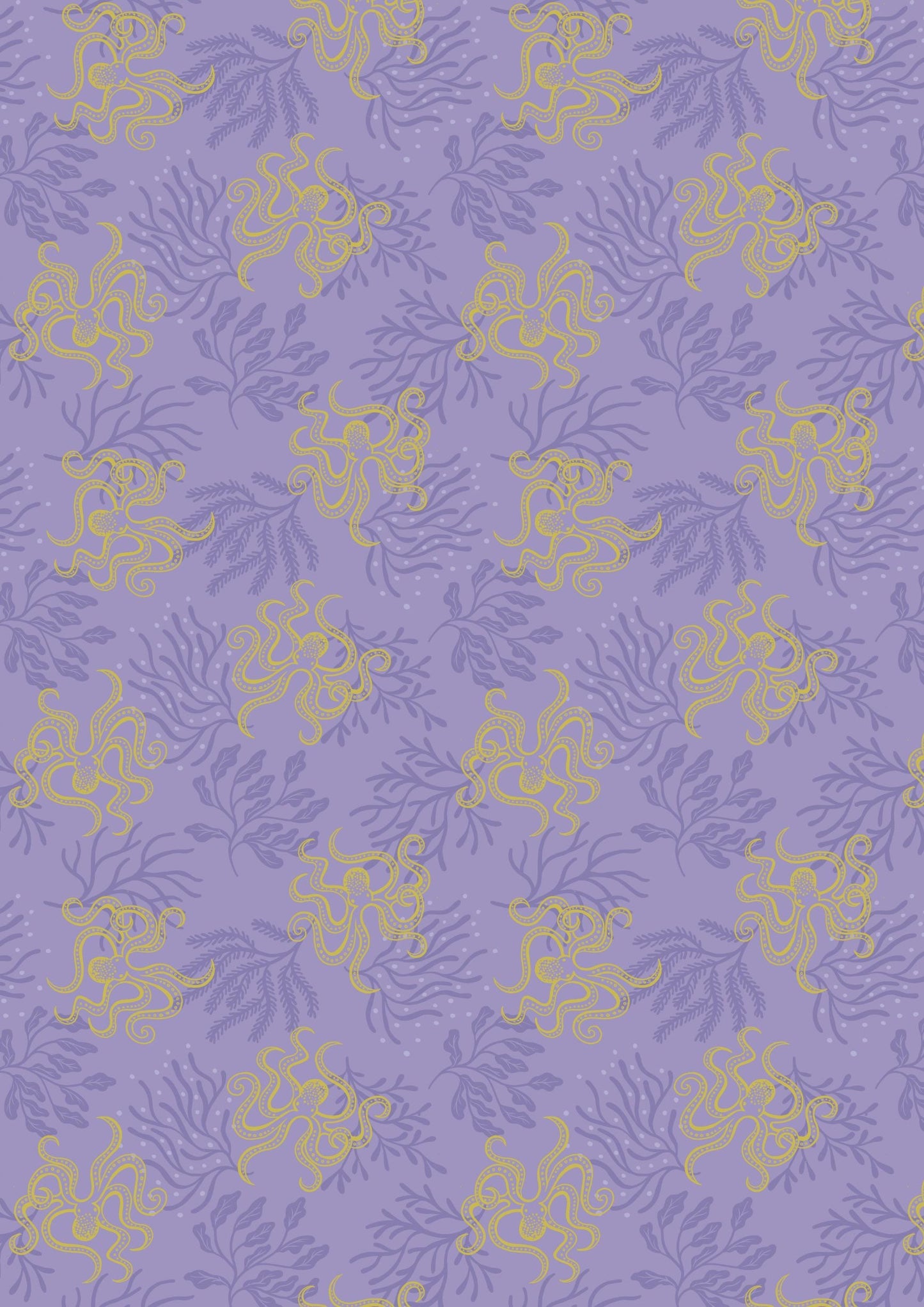 Lewis & Irene Moontide Fabric Collection Metallic Gold Octopus on Purple Premium 100% Cotton Quilt Shop Quality Fabrics