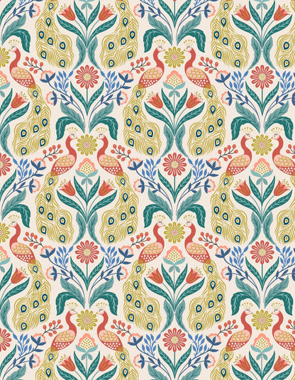 Lewis & Irene Wintertide Fabric Collection Metallic Gold Peacocks on Cream Premium 100% Cotton Quilt Shop Quality Fabrics