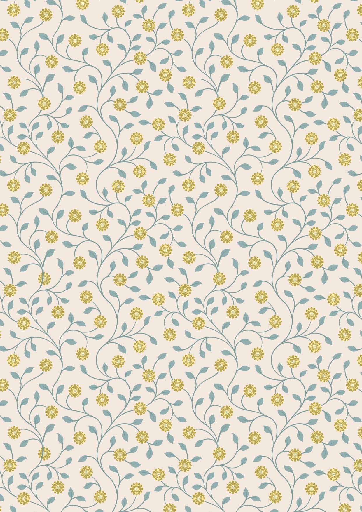 Lewis & Irene Wintertide Fabric Collection Metallic Gold Flowers on Cream Premium 100% Cotton Quilt Shop Quality Fabrics