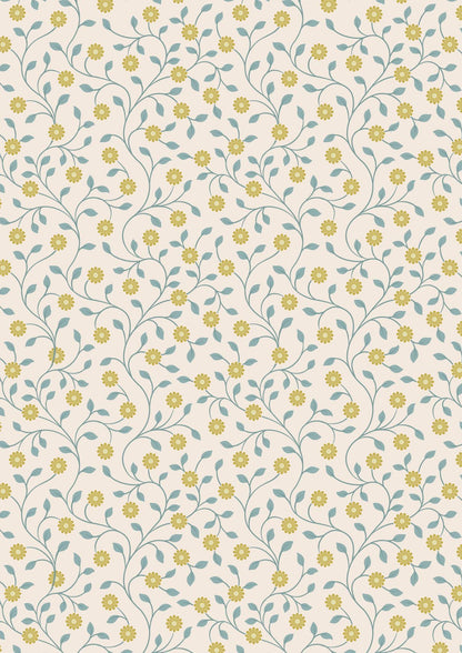 Lewis & Irene Wintertide Fabric Collection Metallic Gold Flowers on Cream Premium 100% Cotton Quilt Shop Quality Fabrics