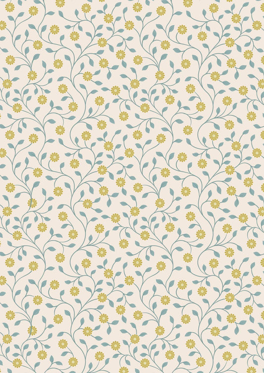 Lewis & Irene Wintertide Fabric Collection Metallic Gold Flowers on Cream Premium 100% Cotton Quilt Shop Quality Fabrics