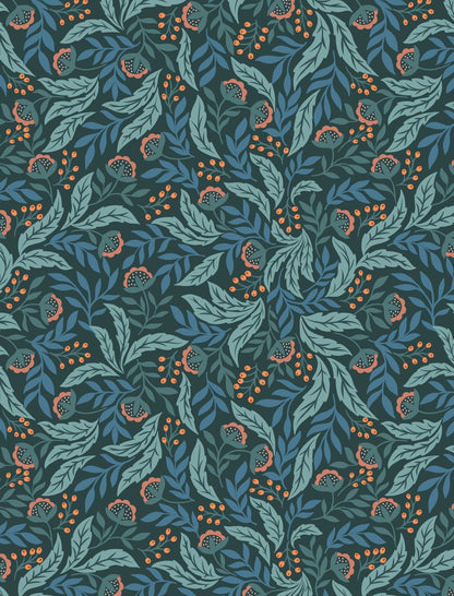 LAST BOLT!!! Lewis & Irene Wintertide Fabric Collection Metallic Copper Arts and Crafts on Dark Blue Premium 100% Cotton Fabrics