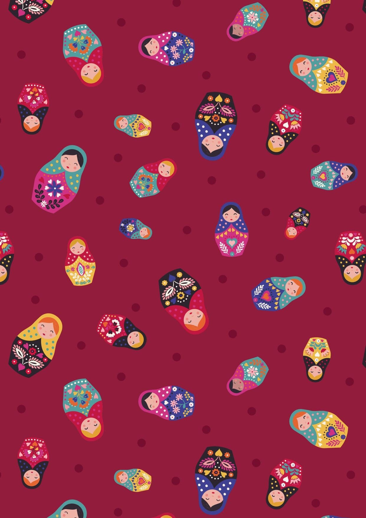 LAST BOLT! Lewis & Irene Little Matryoshka Fabric Collection Matryoshka on Dark Red Premium 100% Cotton Quilt Shop Quality Fabrics