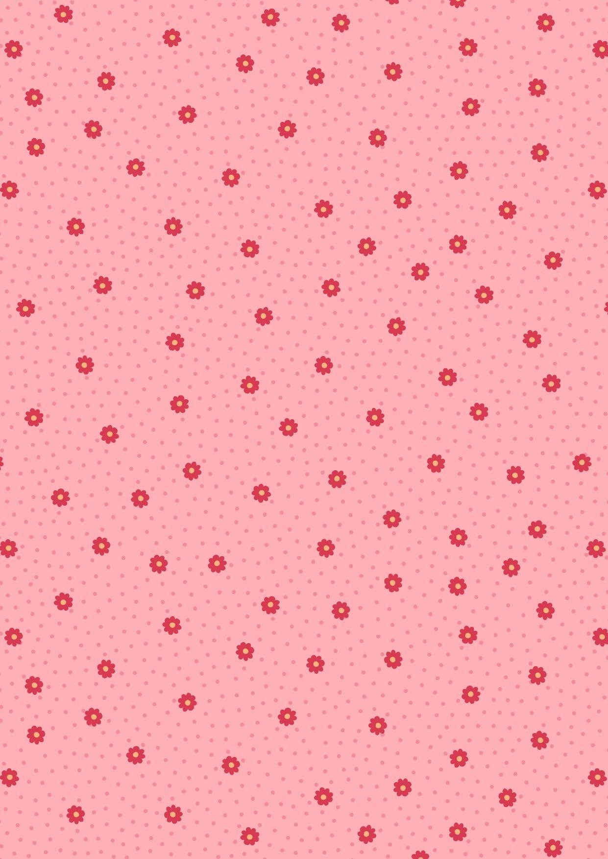 LAST BOLT! Lewis & Irene Little Matryoshka Fabric Collection Daisy Dots on Pink Premium 100% Cotton Quilt Shop Quality Fabrics