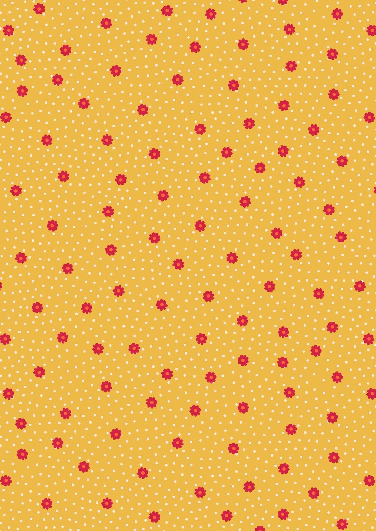 LAST BOLT! Lewis & Irene Little Matryoshka Fabric Collection Daisy Dots on Joyful Yellow Premium 100% CottonQuilt Shop Quality Fabrics