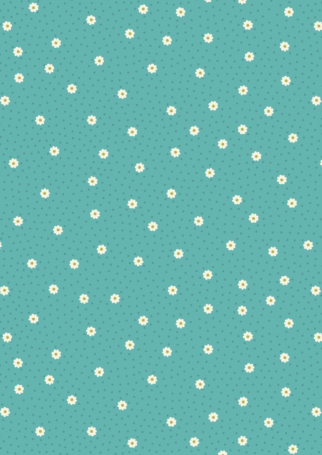 Lewis & Irene Little Matryoshka Fabric Collection Daisy Dots on Turquoise Premium 100% Cotton Quilt Shop Quality Fabrics