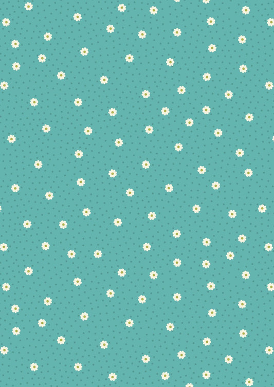 Lewis & Irene Little Matryoshka Fabric Collection Daisy Dots on Turquoise Premium 100% Cotton Quilt Shop Quality Fabrics