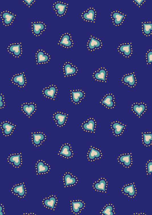 Lewis & Irene Little Matryoshka Fabric Collection Hearts on Blue Premium 100% Cotton Quilt Shop Quality Fabrics