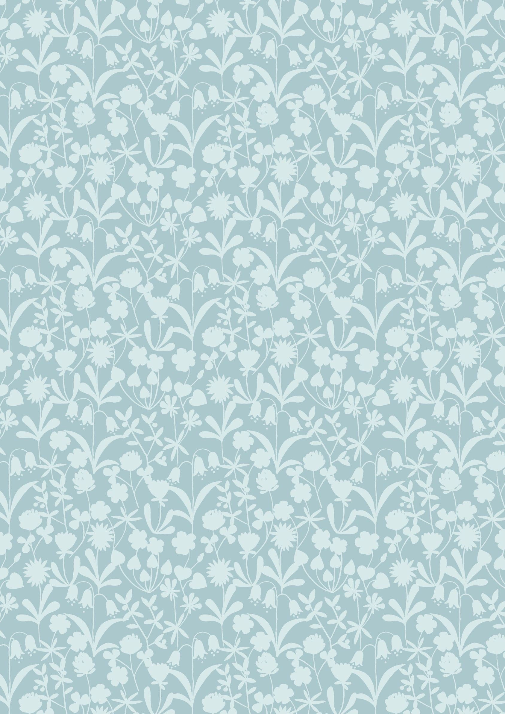 LAST BOLT!! Lewis & Irene Bluebell Wood Reloved Fabric Collection Floral Silhouette on Nighttime Premium 100% Cotton Fabrics