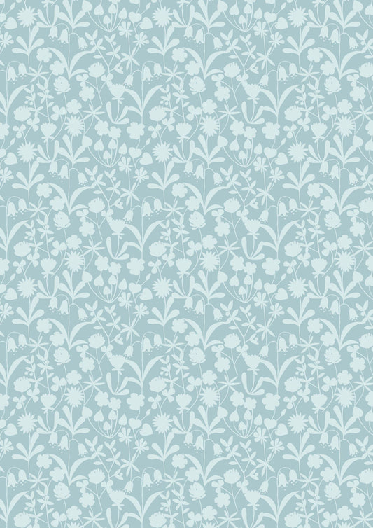 LAST BOLT!! Lewis & Irene Bluebell Wood Reloved Fabric Collection Floral Silhouette on Nighttime Premium 100% Cotton Fabrics