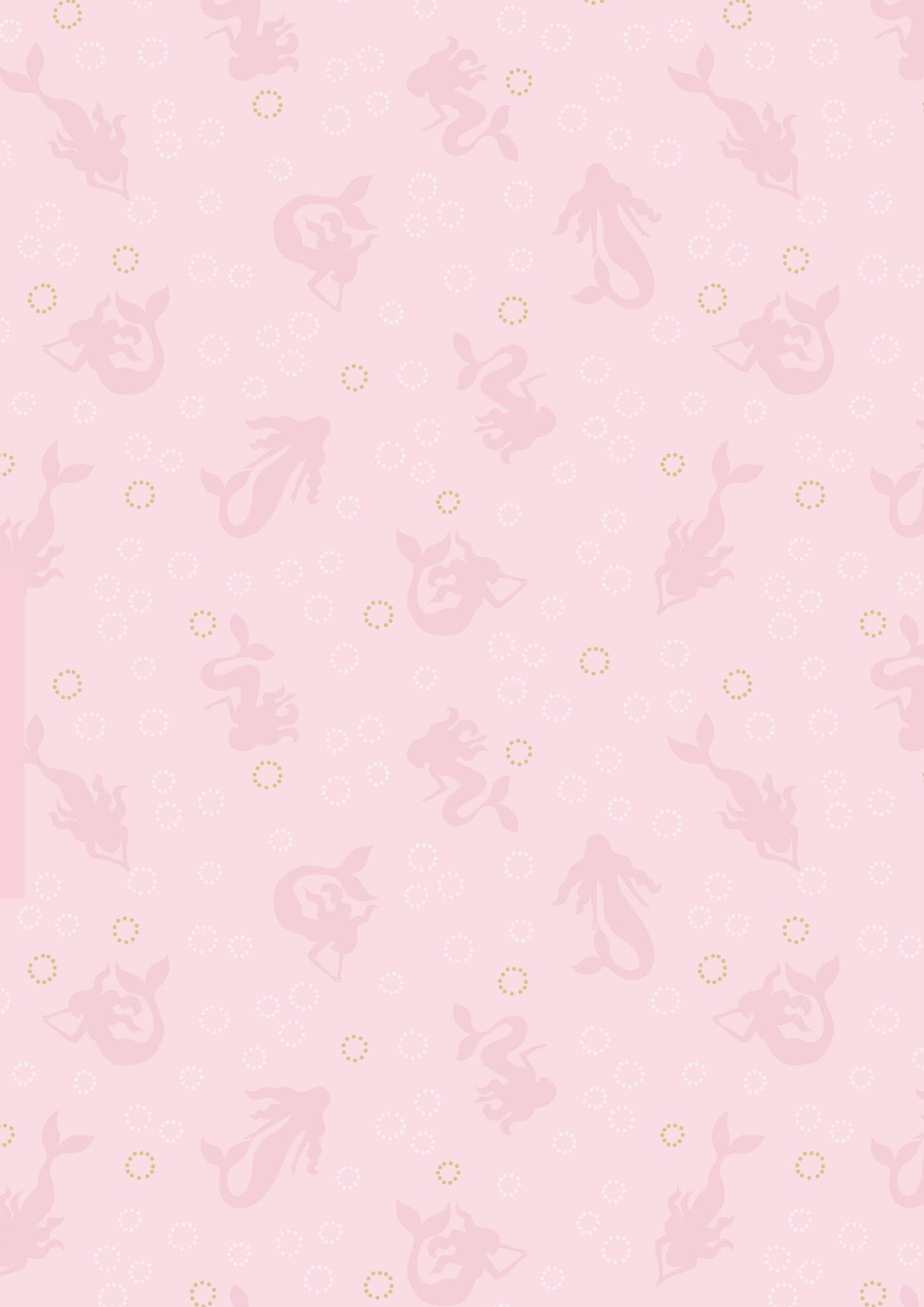 Lewis & Irene Moontide Fabric Collection Metallic Gold Mermaid Silhouettes on Pink Premium 100% Cotton Quilt Shop Quality Fabrics