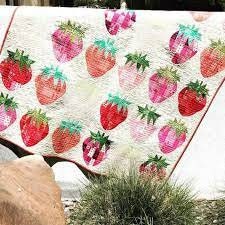 Sew Kind of Wonderful Mod Strawberries Quilt Pattern Finished Size: 61”x66”