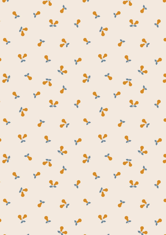 Lewis & Irene Wintertide Fabric Collection Metallic Gold Pears on Cream Premium 100% Cotton Quilt Shop Quality Fabrics