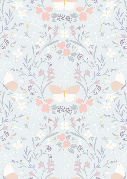 LAST BOLT! Lewis & Irene Heart of Summer Fabric Collection Floral Gathering on Duck Egg Blue Premium 100% Cotton Quilt Shop Quality Fabrics