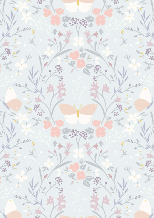 LAST BOLT! Lewis & Irene Heart of Summer Fabric Collection Floral Gathering on Duck Egg Blue Premium 100% Cotton Quilt Shop Quality Fabrics