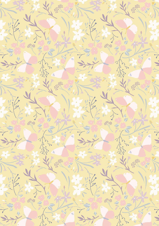 Lewis & Irene Heart of Summer Fabric Collection Butterfly Dance on Buttercup Yellow Premium 100% Cotton Quilt Shop Quality Fabrics