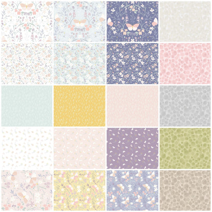 Lewis & Irene Heart of Summer Fabric Collection Scattered Seeds on Dark Duck Egg Blue Premium 100% Cotton Quilt Shop Quality Fabrics