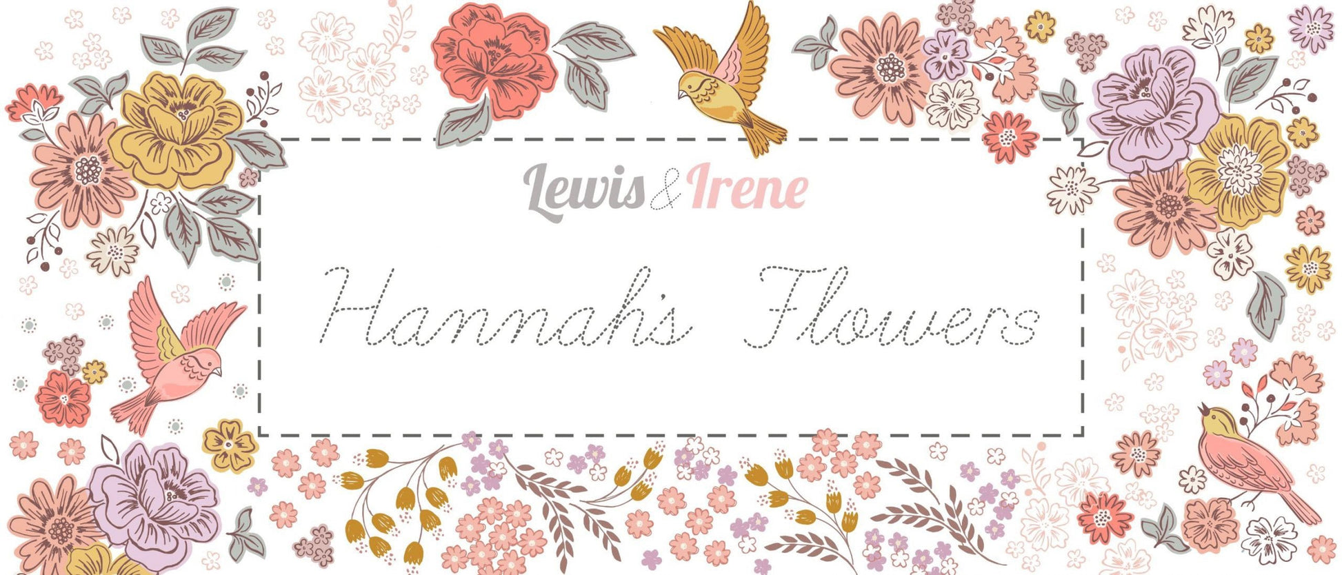 LAST BOLT! Lewis & Irene Hannah’s Flowers Fabric Collection Songbirds and Flowers on Soft Brown Premium 100% Cotton Fabric