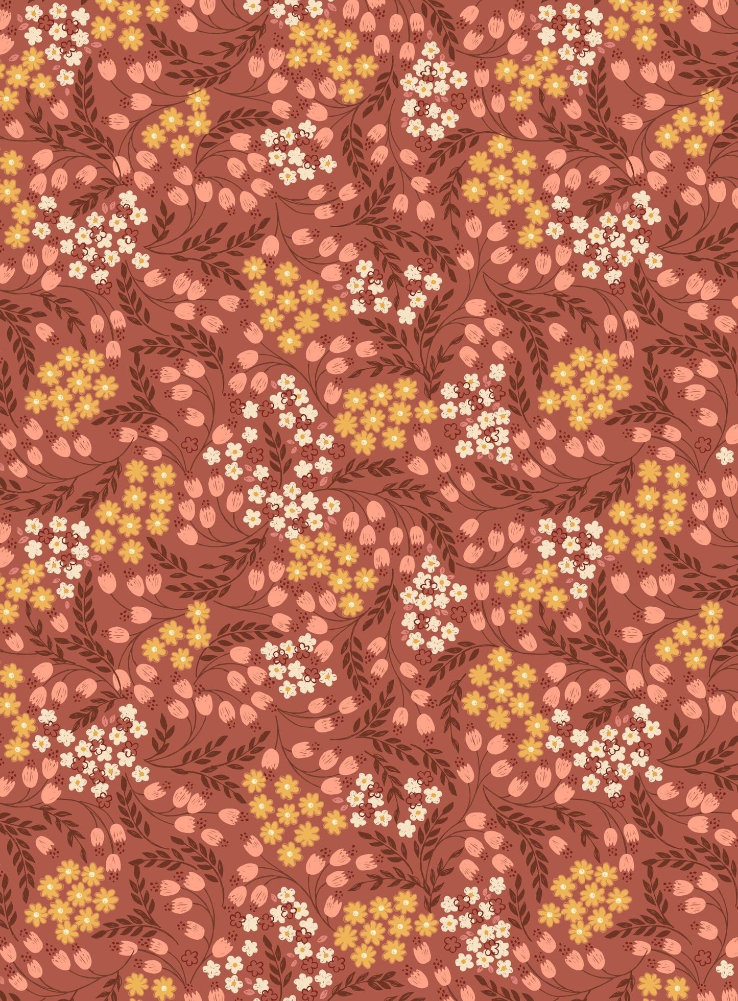 LAST BOLT! Lewis & Irene Hannah’s Flowers Fabric Collection Hannah’s Flowers on Rusty Rose Premium 100% Cotton Quilt Shop Quality Fabrics