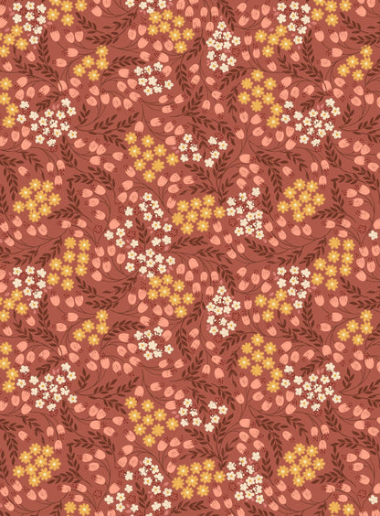 LAST BOLT! Lewis & Irene Hannah’s Flowers Fabric Collection Hannah’s Flowers on Rusty Rose Premium 100% Cotton Quilt Shop Quality Fabrics