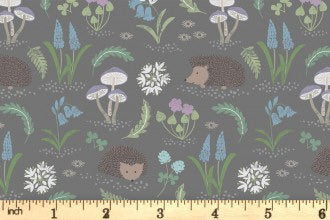 Lewis & Irene Bluebell Wood Reloved Fabric Collection Hedgehog on Cream Premium 100% Cotton Quilt Shop Quality Fabrics