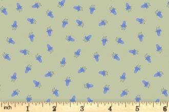 Lewis & Irene Bluebell Wood Reloved Fabric Collection Scattered Bluebells on Sage Premium 100% Cotton Quilt Shop Quality Fabrics