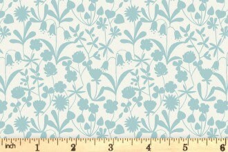 Lewis & Irene Bluebell Wood Reloved Fabric Collection Floral Silhouette on Duck Egg Premium 100% Cotton Quilt Shop Quality Fabrics