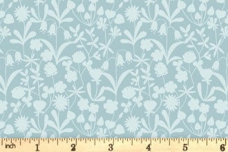 LAST BOLT!! Lewis & Irene Bluebell Wood Reloved Fabric Collection Floral Silhouette on Nighttime Premium 100% Cotton Fabrics