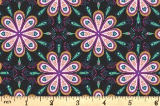 Lewis & Irene Soraya Fabric Collection Heart Floral on Black Premium 100% Cotton Quilt Shop Quality Fabrics