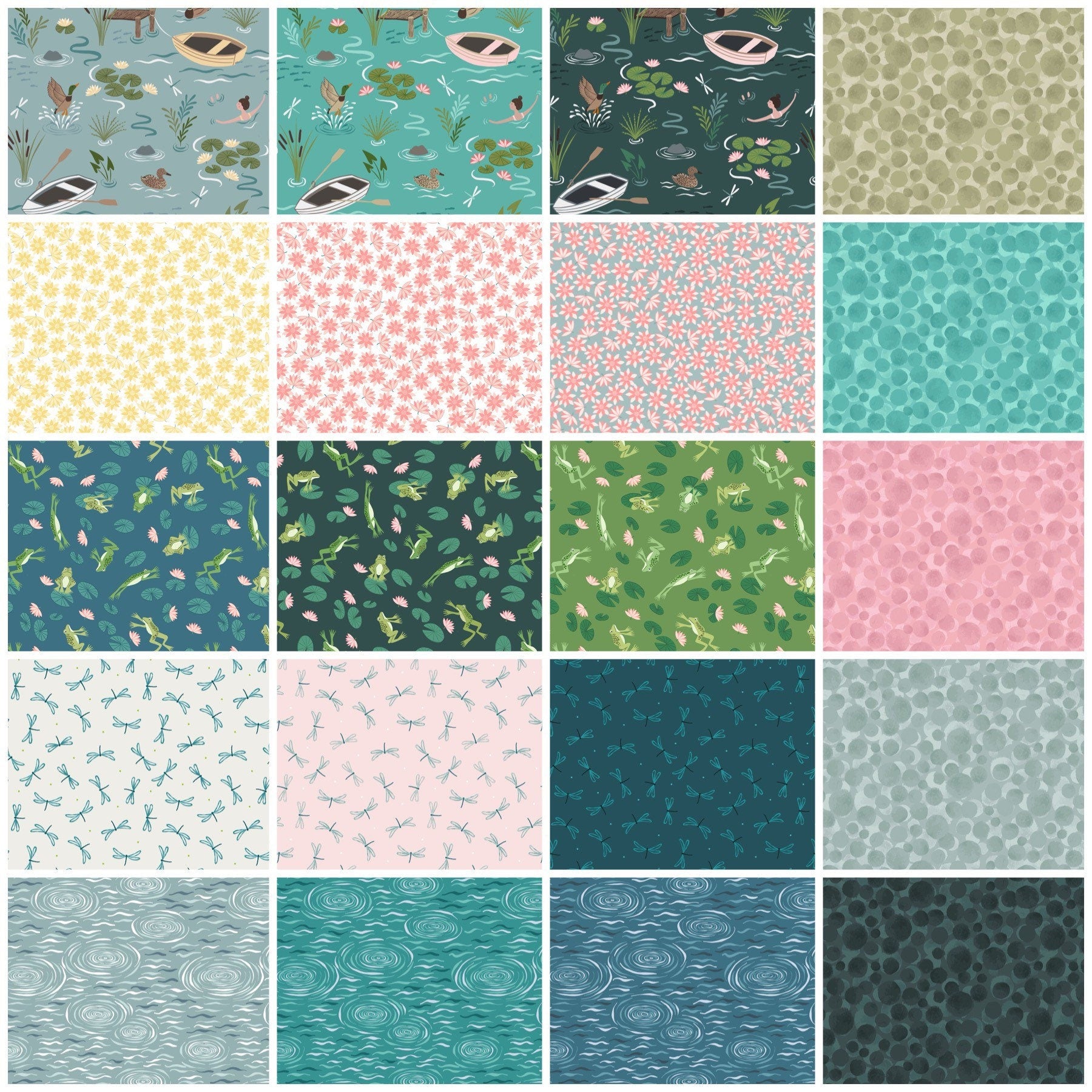 LAST BOLT! Lewis & Irene On The Lake Fabric Collection A Dip in the Lake on Dusk Premium 100% Cotton Quilt Shop Quality Fabrics